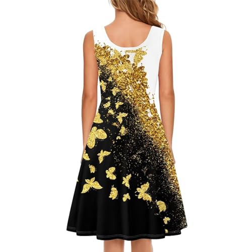 Image of Women's Casual Loose Sundress Midi Sleeveless Crewneck Dress Summer Beach Tank Dress with Pockets