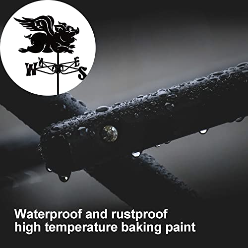 Saiaodi Weather Vanes, Flying Pig Weather Vane, Weather Vanes For Yard, Retro Weather Vane Metal Weather Vane Garden #TOP4