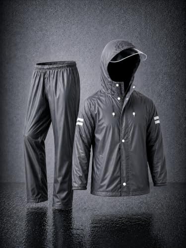 Image of TAGAS Men's Raincoat ||Waterproof for Bike ||Reversible Double Layer with Hood || Set of Top and Bottom With Cap rain Wear