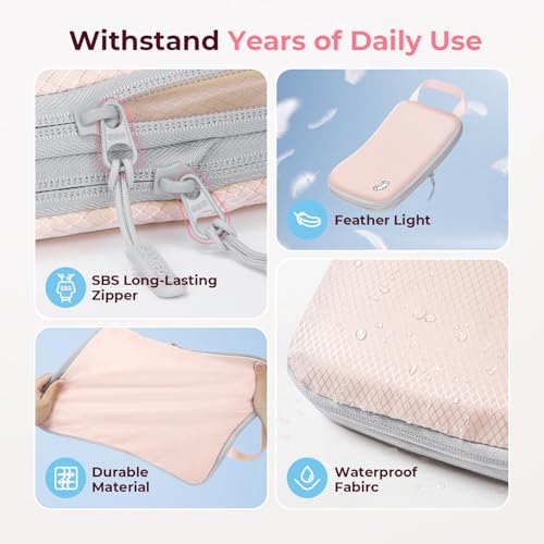 Samfolk Compression Packing Cubes for Suitcases Packing Cubes Compression Set Waterproof Suitcase Organiser Bags for Travel Suitcase Luggage Packing Organizer Bags Travel Essentials Pink 8 Set - Image 4