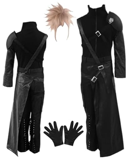 TYRHDJZQ Disfraz de anime para hombre, chaqueta negra, pantalones, disfraz de Halloween (EE.UU.) | Ya disponible en tu tienda friki favorita! En mundofriki.es!