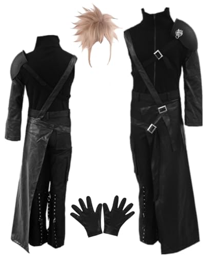 TYRHDJZQ Costume d'Halloween noir pour hommes – Veste et pantalon de cosplay d'anime – Taille S