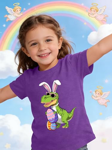 Image of Ithalt Kids Easter Shirts for Girls Cute Bunny Graphic Tshirt Easter Long Sleeve Tops 5-14y