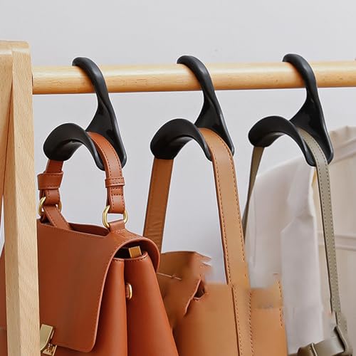 8 Pieces Handbag Hanger Hook, Purse Hanger Hook, Handbag Hanger Organizer Storage, Used for Handbag, Shoulder Bag, Backpack, Scarf Belt, Closet Rod Hanger Tie Rack (Black)
