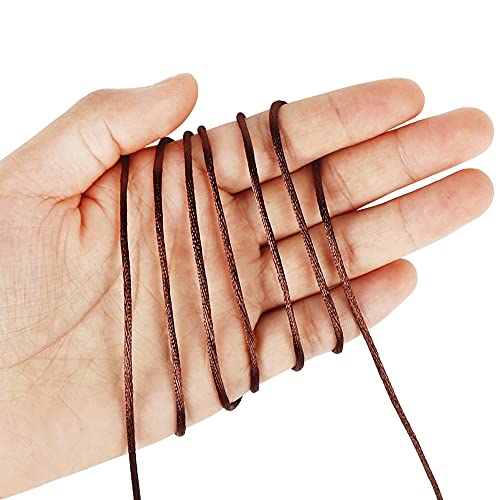 Image of Tenn Well 295ft 2mm Satin Cord Brown Nylon for Macrame Bracelets | Satin nylon string for necklaces, jewelry making, beading, arts & crafts