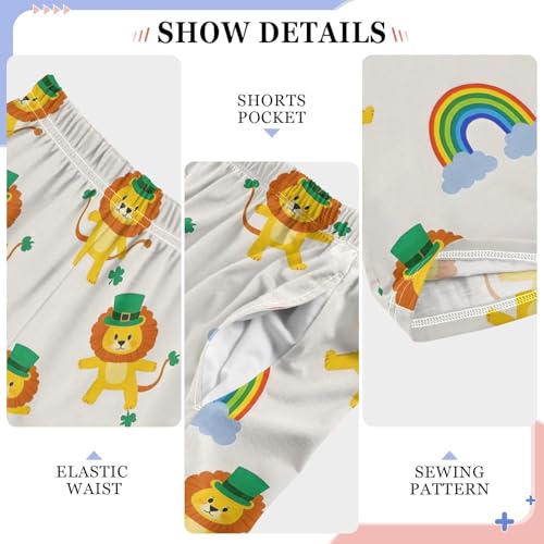 Pajama Pants Sleep Pants Soft Elastic Waist Pajama Lounge Pants Lion Rainbow for 6-14 Years Old4