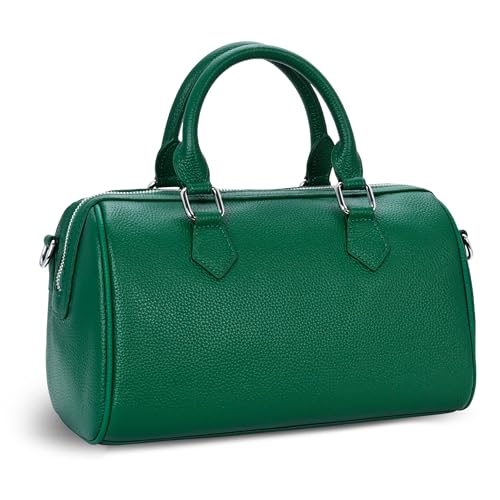 Image of HESHE Leather Crossbody Bags for Women Hobo Shoulder Bag Satchel Handbags | Genuine Leather,Removable Strap,Roomy Shoulder Bags Designer Boston Barrel Purse Ladies Daily Bag Crossbody Purse for Travel