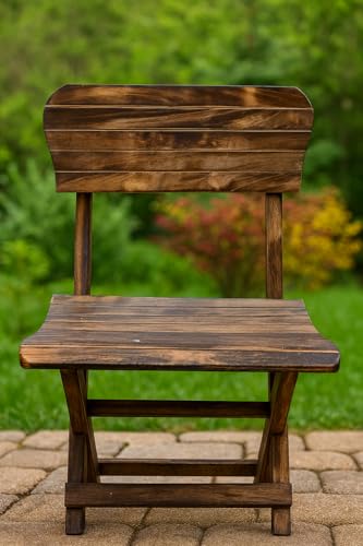 Image of WOODLY Premium Wooden Folding Chair, Dark Brown, Traditional Style, Space-Saving Design, Indoor Use for Living Room, Adult Size, Solid Wood Construction, Rustic Theme (18 INCHES Large)