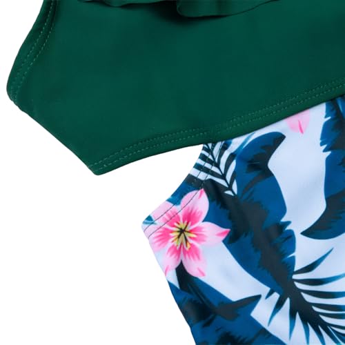 Image of Alakuoti Girls One Piece Swimsuits Cutout Ruffle Bathing Suit Quick Dry Beach Swimwear with Adjustable Strap 5-14 Years