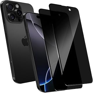 ARROWS Privacy Screen Protector for iPhone 16 Pro Max 2 Pack Tempered Glass Anti-Spy Anti-Scratch