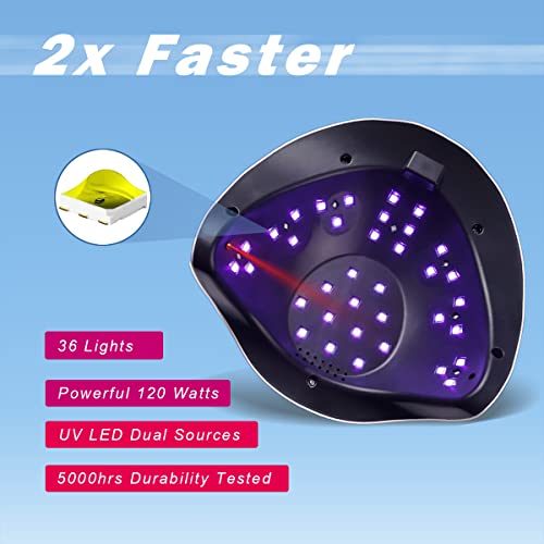 W&H Lâmpada de LED UV para unhas, secador de unhas de gel 120W mais rápido, lâmpada de cura profissi