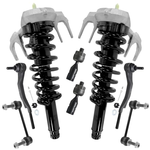 Image of Detroit Axle - AWD 8pc Front Struts Kit for 2008 2009 2010 2011 2012 2013 Cadillac CTS, 2 Complete Struts with Coil Spring 2 Sway Bar End Links 4 Inner Outer Tie Rod End Links Replacement Suspension