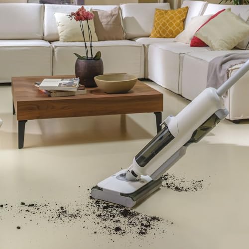 Hoover Aspirateur sans Fil Eau et Poussière Laveur de sols HW500, Double Rouleau, avec Moteur Haute Performance 230W, Détecteur Intelligent, Nettoyage Automatique, Aspire et Lave, 2 Rouleaux Extra