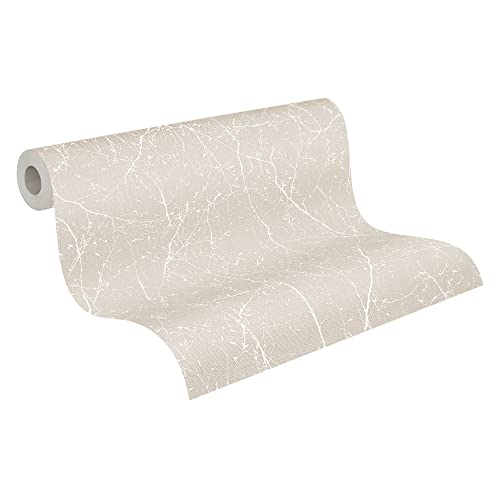 A.S. Création Vliestapete Elegance Tapete im skandinavischen Design 10,05 m x 0,53 m beige weiß Made in Germany 305074 30507-4