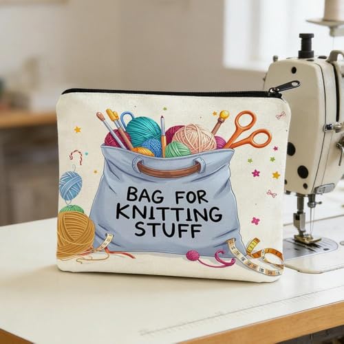 Bolsa de maquiagem de tricô para armazenamento de fios, bolsas de cosméticos de crochê para tricô, bolsas organizadoras para costura, acolchoadas, amantes, presentes de aniversário para mulheres
