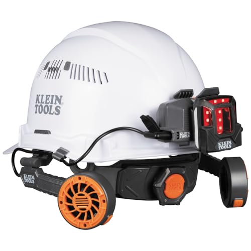 Klein Tools 60523 Dual Cooling Fan for Hard Hats and Safety Helmets, Lightweight, USB-C Rechargeable Fan, Cools Head, Neck, and Face