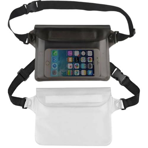 Riñonera Impermeable 2 Piezas con Cinturón Ajustable y Correa Elástica para Deportes Acuatica, Playa, Natación