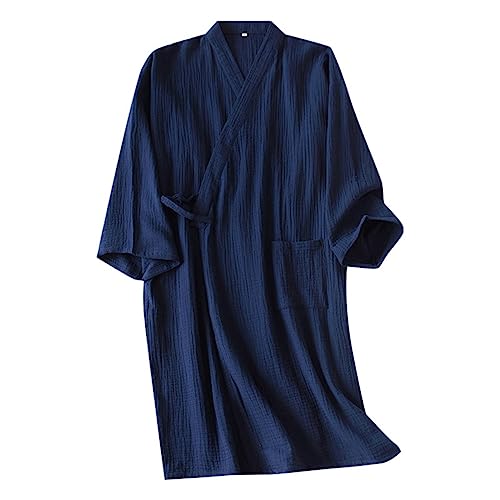 Pijamas de hombre de algodón manga larga y camisones suaves para invierno