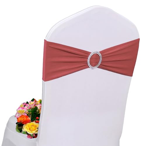 AIRIT LOVELY Lot de 30 nœuds décoratifs pour chaises en terracotta, en élasthanne avec boucle coulissante pour décorations de mariage et de banquet