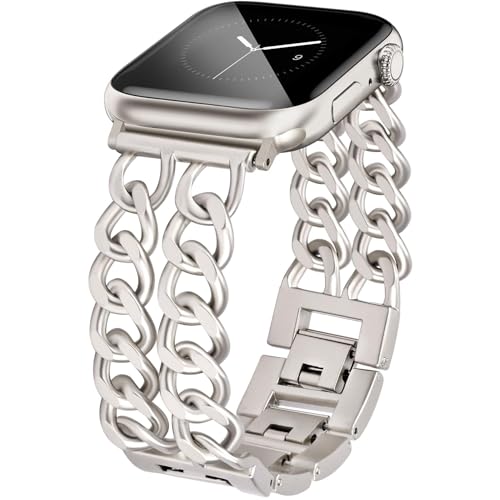 Bracelet en métal pour Apple Watch double chaîne idée cadeau élégant