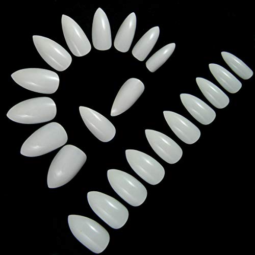 100pcs Short Stiletto False Nail tips Full Cover Acrylic Nail Art Salon nail tips (White)