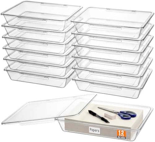 Amazon.com: Tinlade 12 PCS Paper Storage Bin with Clear Latching Lid ...