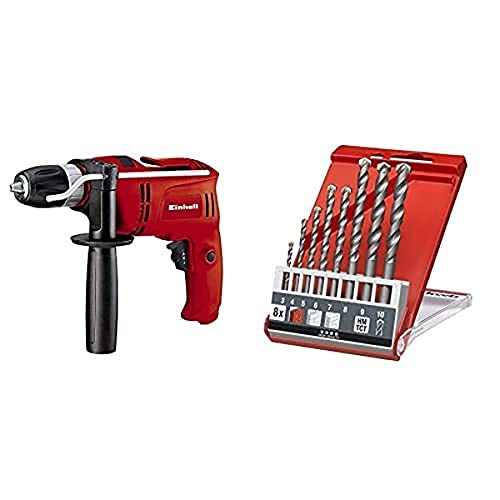 Einhell Schlagbohrmaschine TC-ID 650 E (650 W, Bohrleistung Ø Holz 25 mm, Beton 13mm, Metall 10 mm, Metall-Tiefenanschlag, Gürtelhaken, inkl. 8-tlg. Steinbohrer-Satz)