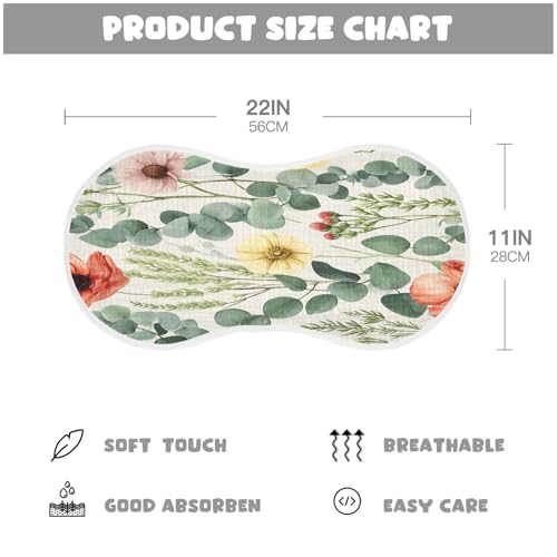 Kigai Watercolor Flowers Burp Cloths for Baby 4-Layer Cotton Muslin Burping Cloths 22x11 inch Super Soft & Absorbent Spit Up Burp Rags for Newborn Boys Girls 1 Pack2