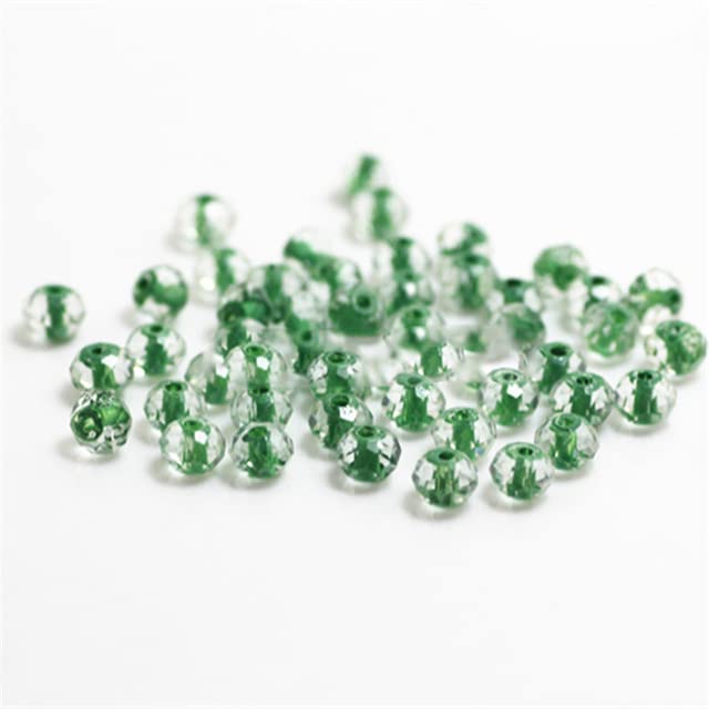 50 cuentas de cristal facetado austriaco de 4 x 6 mm, color morado, cuentas redondas espaciadoras sueltas para hacer joyas, color verde profundo en el interior