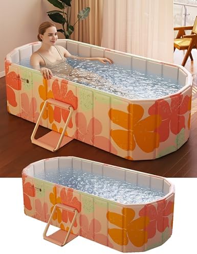Portable Foldable Bathtub for Adults,59″Lx22″Wx20″H,Pink