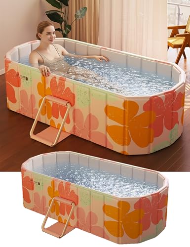 LoMoTive Portable Bathtub Ice Bath Tub - Foldable Collapsible Bathtub for Adult Shower Bathroom Hot SPA Soaking Cold Plunge Tub Freestanding Bathtub 59