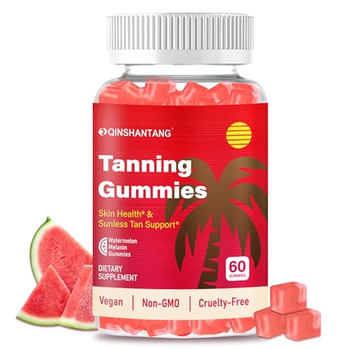 QIN SHAN TANG Tanning Gummies for WomenDaily Tanning Supplement, Sugar Free | Astaxanthin, L-tyrosine, Lycopene, Vitamin A | Radiant Skin & Immune Support, Antioxidant | Vegan, No GMO, 30 Servings