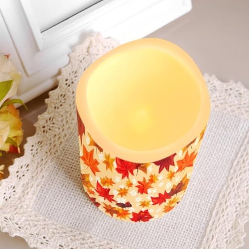 Image of Fall Flameless Candles Set of 4 | Flameless Candles with Remote Control, Flickering LED Candles with Timer for Thanksgiving Day Decorations, host gift