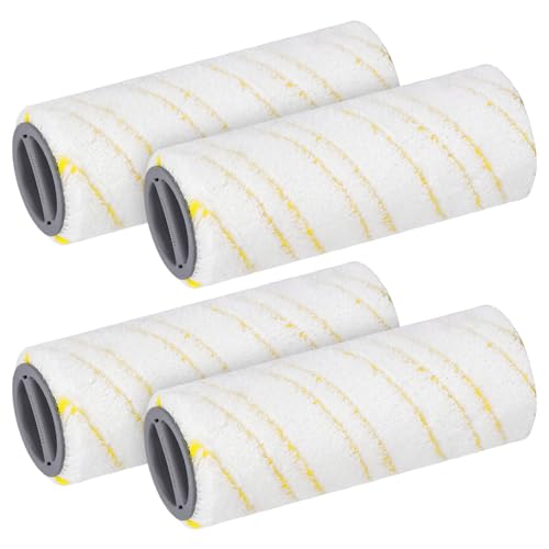 SavStor Roller Brush Replacement Compatible for Karcher FC3, FC5, FC7 Electric Floor Cleaner Mop, Mircofiber Main Brush Spare Part Accessories, Original Roller Brush,Yellow (4 Pack)