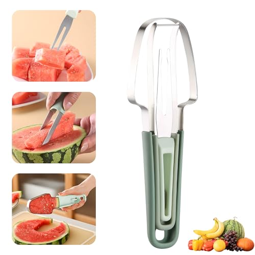 mohito Cortador de Frutas 3 en 1 de Acero Inoxidable, Cortador de Sandía 3 en 1, Adecuado para Sandía, Papaya, Melón, Fruta del Dragón, Plátano, Papaya