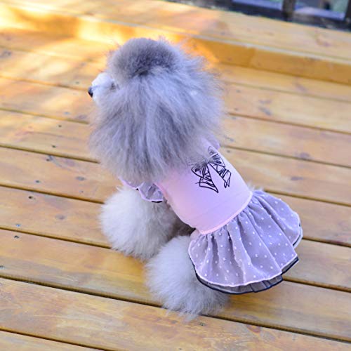 Puppy Face Cute Dog Dresses for Pet Clothes Bowknot Printed Pink Skirt Dog Shirt Apparel Small - Image 7