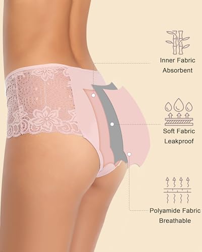 Image of Period Underwear for Women, Leakproof Period Panties, Lace Menstrual Underwear Breathable & Soft