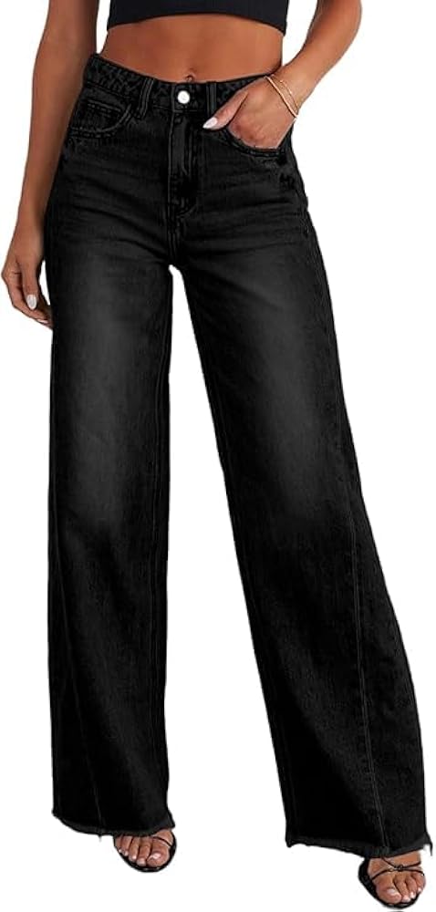 Women's Wide Leg Jeans Boyfriend High Waisted Baggy Strechy