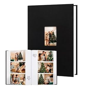 Photo Album 4×6 450 Photos with Writing Space, 4×6 Photo Album Linen Cover with Front Window, 4×6 Picture Album, 450 Photos 4×6 Photo Album Book for Wedding Kids Travel Family Baby Pictures (Black)