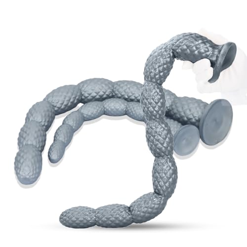 Leyuye Extra Lang Anal Dildo Analplug für Männer Frauen Analkugeln Analkette Analspielzeuge Analdilos Herren Sex Toys mit Dildo Saugnapf Buttplug Tiefentrainer Prostatamassage Analplugs (Silber, S)