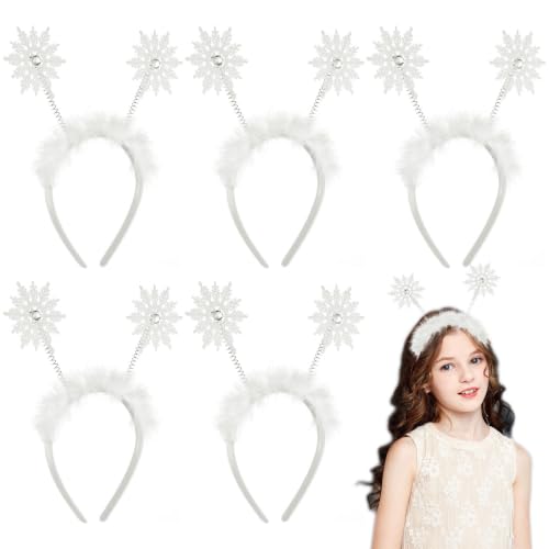 Diademas de copo de nieve blancas para el peinado diario de niña y fiestas navideñas