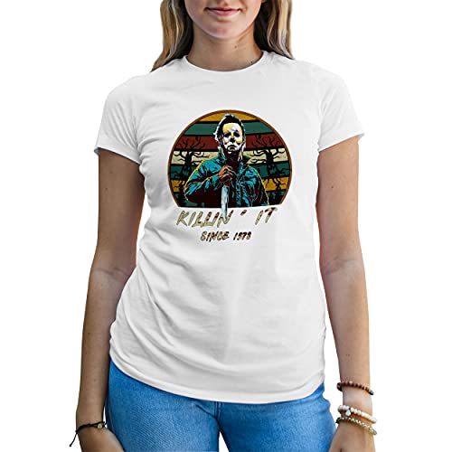 Halloween Michael Myers Killin' it sine 1978 Camiseta De Mujer Blanca Size S