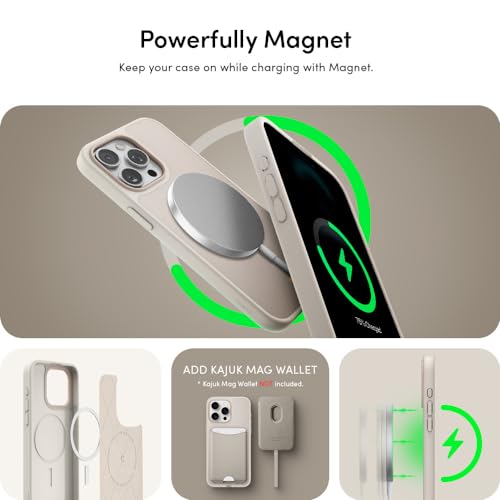 Image of Spigen Cyrill Kajuk Mag | iPhone 15 Pro Max Case | Beige iPhone 15 Pro Max Back Cover | Faux Leather+TPU+PC - Cream