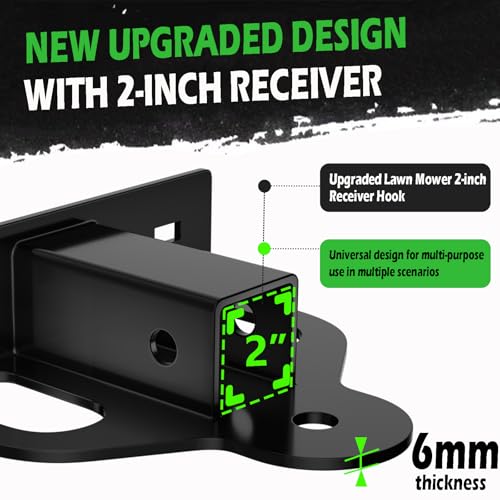 Image of Upgraded Zero Turn Lawn Mower Hitch with 2 inch Receiver, 6mm Thicker Heavy Duty Steel Bolt On Trailer Hitch Receivers, Compatible with Many Models Lawn Mower, Tractor, Trailer, Golf Cart, ATV Etc.