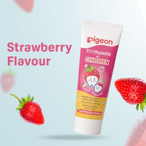 Image of Pigeon Baby Toothpaste for Kids Starwberry | Fluoride-Free, SLS-Free & Safe if Swallowed | Prevents Tooth Decay & Supports Healthy Gums | Mild Flavor for Daily Use (Strawberry)