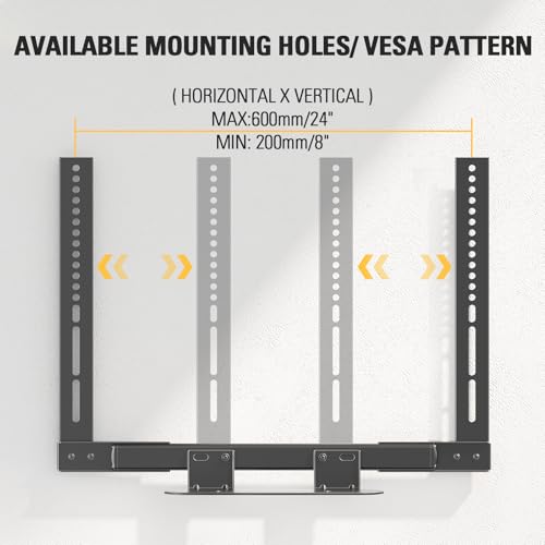 Image of Mounting Dream Soundbar Mount with Easy Access Design for SONOS Beam, SoundBar Bracket with Sliding Block Fits TV up to VESA 600x400mm, Compatible with The Beam Constructed of Duty Aluminum Profile