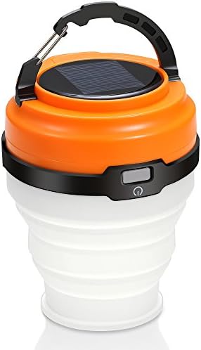 ECEEN Solar Camping Lights Collapsible & Rainproof USB Flashlight with Hanging Handle, Resistant Lamp for Hiking Fishing Indoor Outdoor SOS Emergency Etc Pocket Sized Portable LED Tent Light