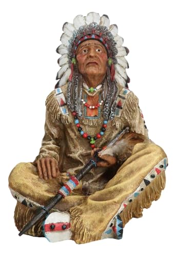 Figura Jefe Indígena Nativo Americano con Pipa de la Paz