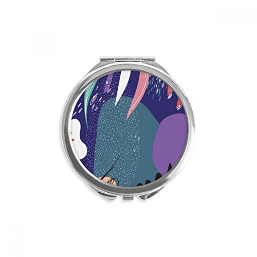Espejo redondo de bolsillo con diseño botánico azul para retocarte en cualquier lugar