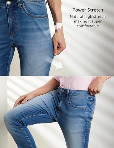 Image of Symbol Premium Men's Slim Fit Stretchable Jeans | Casual Denim | Cotton Stretch | Fashion Shades of Black & Blue (Available in Plus Sizes)